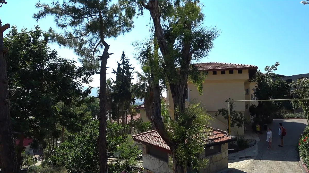 Территория отеля senza garden holiday club справа внизу видно начало большой лестницы